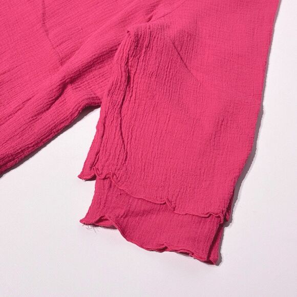 Soft Surroundings Layered Oversized Crinkle Blouse Pink Raspberry Women's Size S - Picture 3 of 9